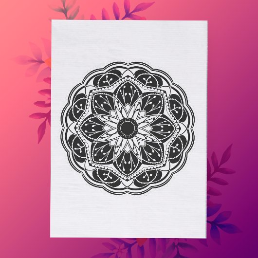 黒と白の花柄曼荼羅 薄葉紙