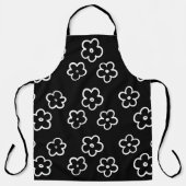 黒と白の花柄 エプロン (正面)