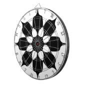 黒と白の花柄 ダーツボード (正面右)