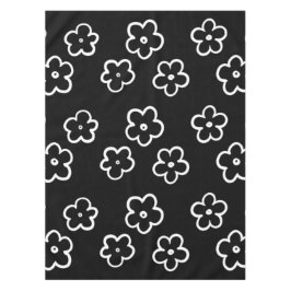 黒と白の花柄 テーブルクロス