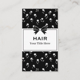 黒と白の花柄 ヘアサロン ヘアスタイリスト 名刺