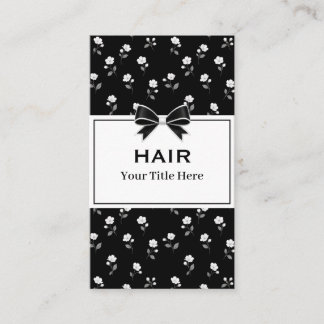 黒と白の花柄 ヘアサロン ヘアスタイリスト 名刺