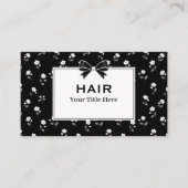 黒と白の花柄 ヘアサロン ヘアスタイリスト 名刺 (正面)