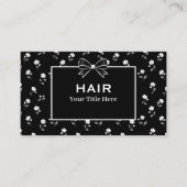 黒と白の花柄 ヘアサロン ヘアスタイリスト 名刺 (正面)