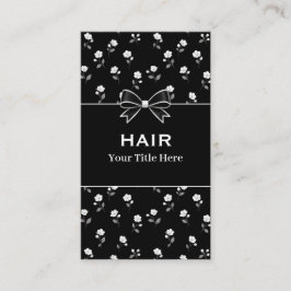 黒と白の花柄 ヘアサロン 美容師 スタイリスト 名刺