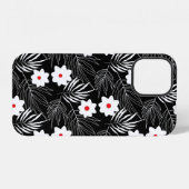 黒と白の花柄 iPhoneケース (裏面横)