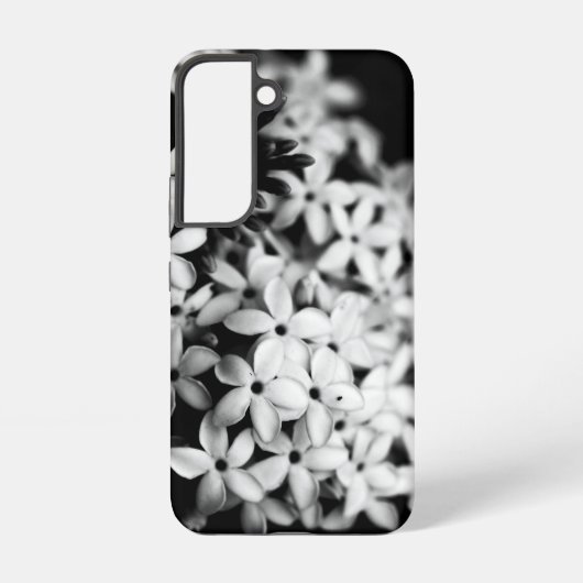 黒と白の花柄 SAMSUNG GALAXYケース (裏面)