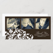 黒と白の花模様 | 結婚サンキューカード サンキューカード (正面/裏面)