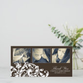 黒と白の花模様 | 結婚サンキューカード サンキューカード (スタンド正面)