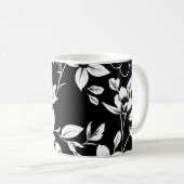 黒と白の花 コーヒーマグカップ (正面右)