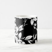 黒と白の花 コーヒーマグカップ (中央)