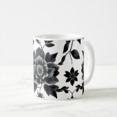 黒と白の花 コーヒーマグカップ (正面右)