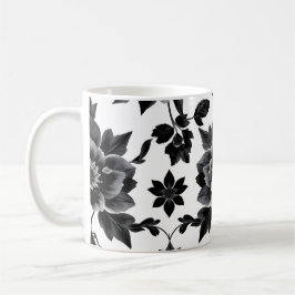 黒と白の花 コーヒーマグカップ