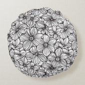 黒と白の花 ラウンドクッション (裏面)