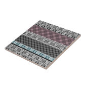 黒と白の茶色のパッチワークレース タイル (側面)