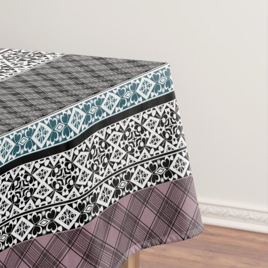 黒と白の茶色のパッチワークレース テーブルクロス (インサイチュ)