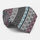 黒と白の茶色のパッチワークレース ネクタイ (ロール)