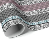 黒と白の茶色のパッチワークレース ラッピングペーパー (ロールコーナー)