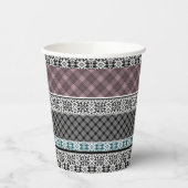 黒と白の茶色のパッチワークレース 紙コップ (左)
