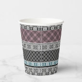 黒と白の茶色のパッチワークレース 紙コップ (右)