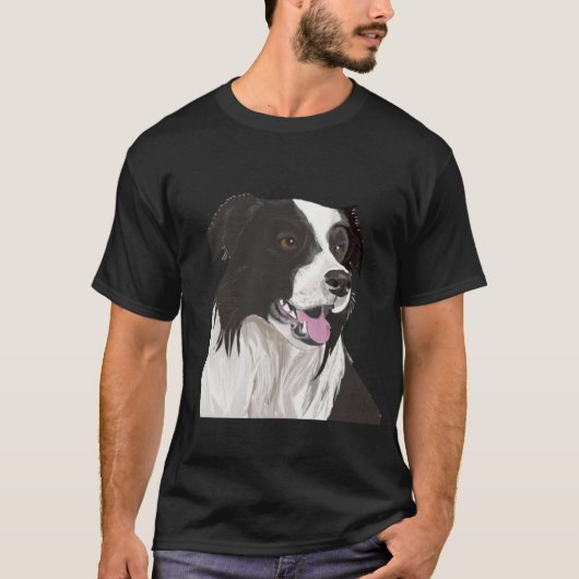 黒と白の茶色の目のコリー Tシャツ (正面)
