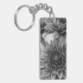 黒と白の菊 キーホルダー (正面左)