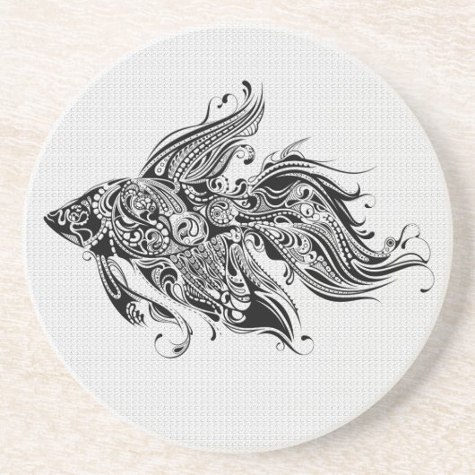 黒と白の華美タトゥーアート コースター (正面)