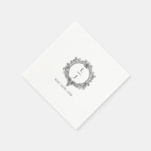 黒と白の葉の紋章の結婚式 スタンダードカクテルナプキン (角)