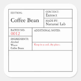 黒と白の薬用コーヒー豆ラベル スクエアシール