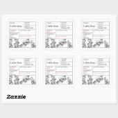 黒と白の薬用コーヒー豆ラベル スクエアシール (シート)