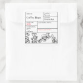 黒と白の薬用コーヒー豆ラベル スクエアシール (バッグ)