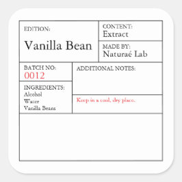 黒と白の薬用バニララベル スクエアシール