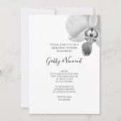 黒と白の蘭のリハ結婚ーサルディナー 招待状 (正面)