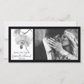 黒と白の蘭の結婚式の日付を保存 セーブザデート (正面)