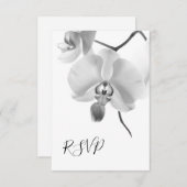 黒と白の蘭の結婚式RSVP応答カード 出欠カード (正面/裏面)