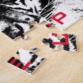 黒と白の虎の目は決して上に与えしないやる気を起こさせる ジグソーパズル (側面)