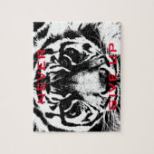 黒と白の虎の目は決して上に与えしないやる気を起こさせる ジグソーパズル (縦)