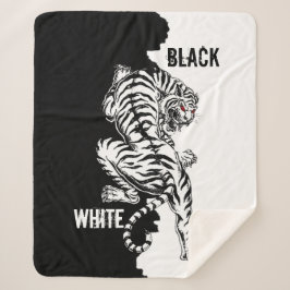 黒と白の虎の荷物タグ3つ折り財布l シェルパブランケット