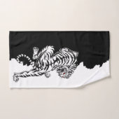 黒と白の虎の荷物タグ3つ折り財布l バスタオルセット (ハンドタオル)