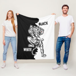 黒と白の虎の荷物タグ3つ折り財布l フリースブランケット