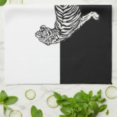 黒と白の虎 キッチンタオル (折り畳み)