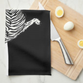 黒と白の虎 キッチンタオル (四つ折り)