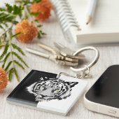 黒と白の虎 キーホルダー (正面右)