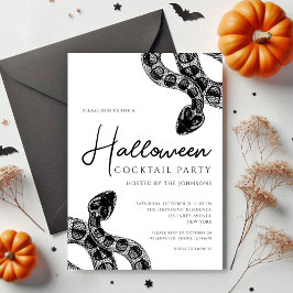 黒と白の蛇のハロウィンコックテイルパーティー 招待状