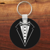 黒と白の蝶ネクタイとタックス キーホルダー (正面)