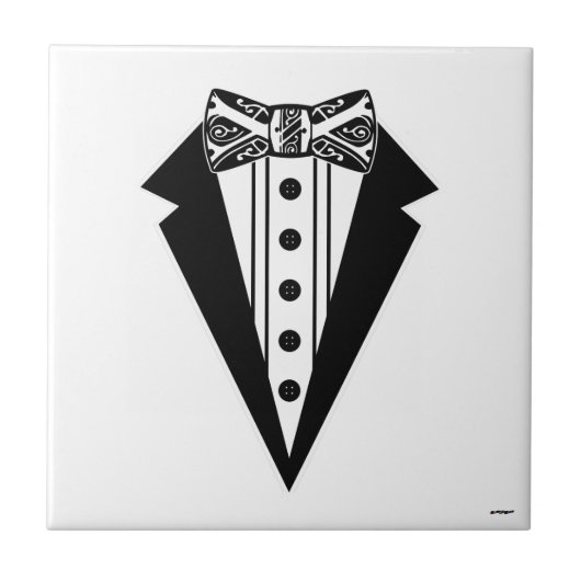 黒と白の蝶ネクタイとタックス タイル (正面)