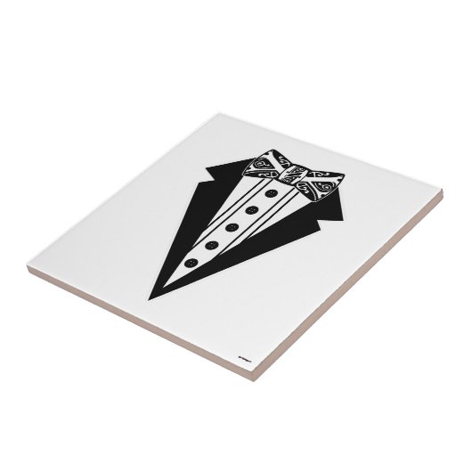 黒と白の蝶ネクタイとタックス タイル (側面)