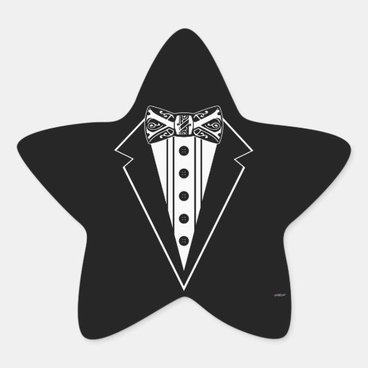 黒と白の蝶ネクタイとタックス 星シール (正面)