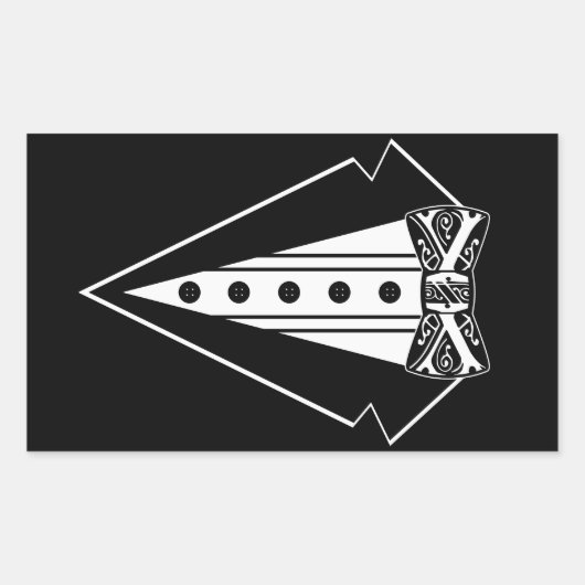 黒と白の蝶ネクタイとタックス 長方形シール (正面)