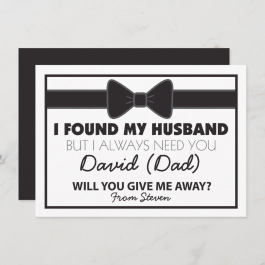 黒と白の蝶ネクタイをプレゼントしてくれますか 招待状 (正面/裏面)